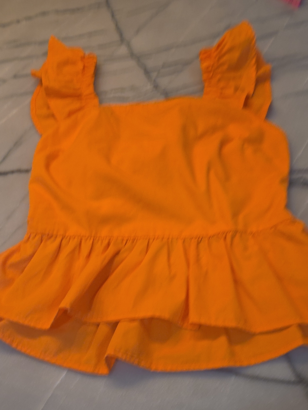 Women's Bright Orange Ruffle Strap Peplum Tank Top